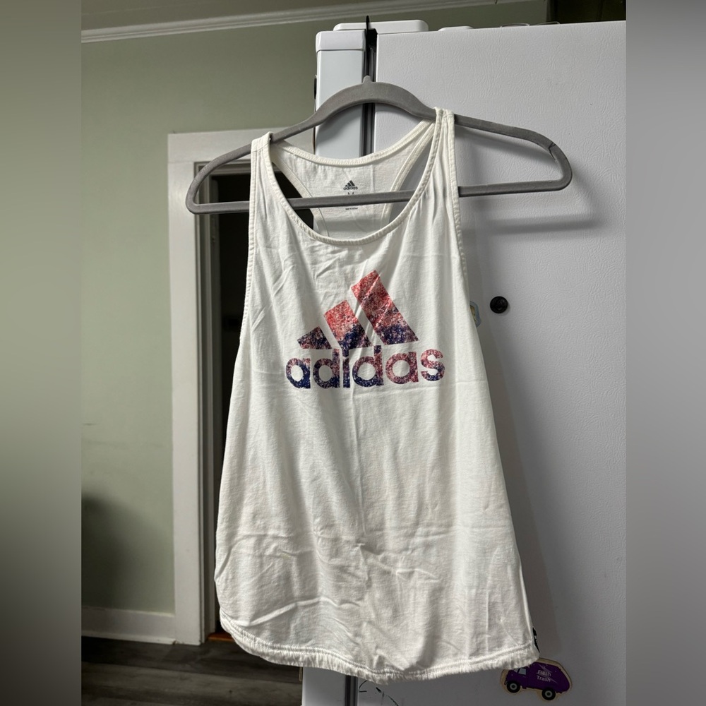 Adidas Cream Tank Top with Subtle Logo